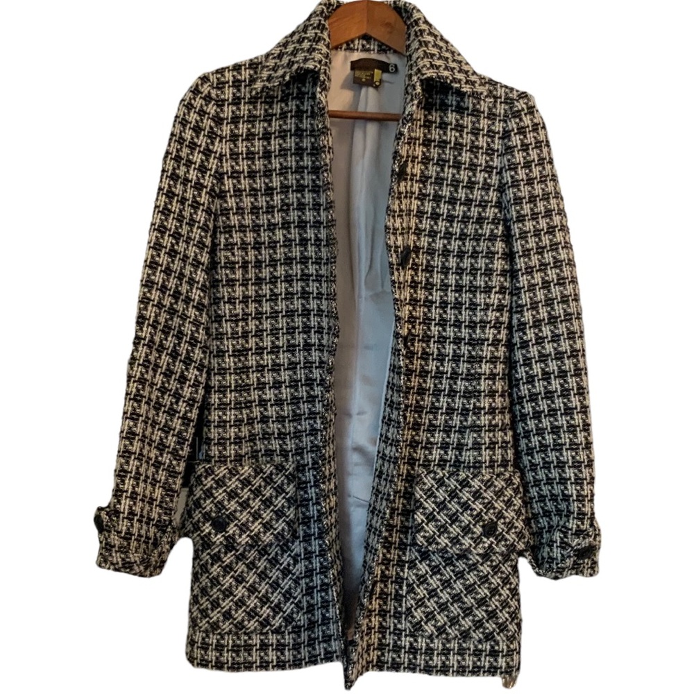 Dekker Women’s Tweeds Jacket Coat Classic Black White Color Size 6